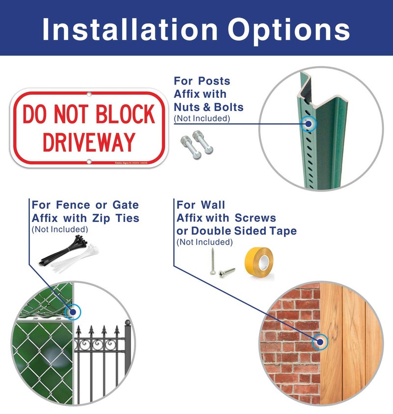 Faittoo (2 Pack) Do Not Block Driveway Sign, No Parking Sign, .40 Rust Free Aluminum 12 x 6 Inches, UV Protected, Weather Resistant, Waterproof, Durable Ink, Easy to Mount - Image 3
